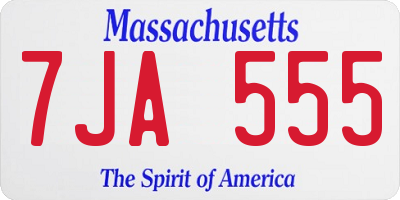 MA license plate 7JA555
