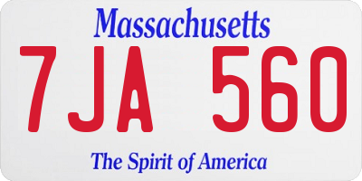 MA license plate 7JA560