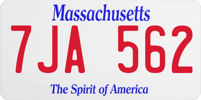 MA license plate 7JA562