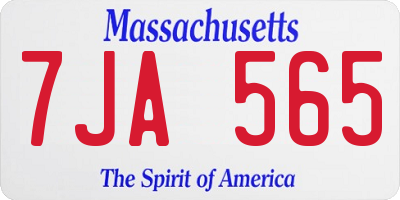 MA license plate 7JA565