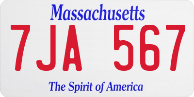 MA license plate 7JA567