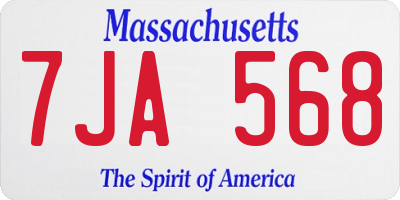 MA license plate 7JA568