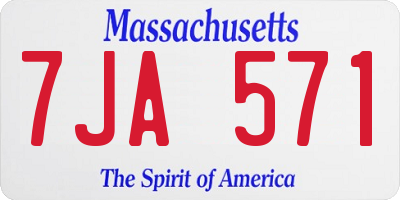 MA license plate 7JA571