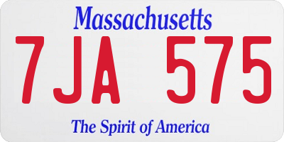 MA license plate 7JA575