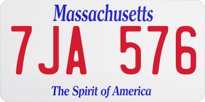 MA license plate 7JA576
