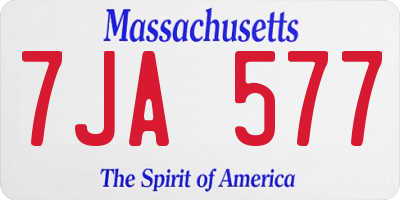 MA license plate 7JA577
