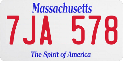MA license plate 7JA578