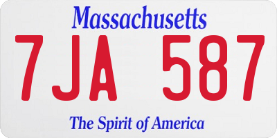 MA license plate 7JA587