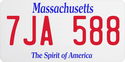 MA license plate 7JA588