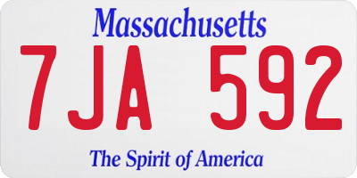 MA license plate 7JA592