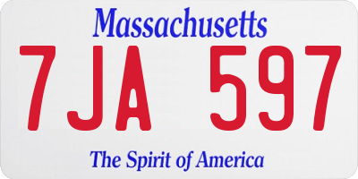 MA license plate 7JA597