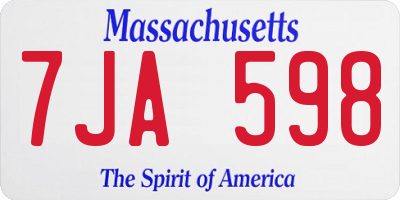 MA license plate 7JA598