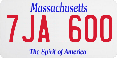 MA license plate 7JA600