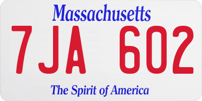 MA license plate 7JA602