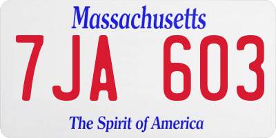 MA license plate 7JA603