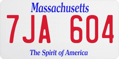 MA license plate 7JA604