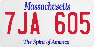 MA license plate 7JA605