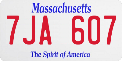 MA license plate 7JA607