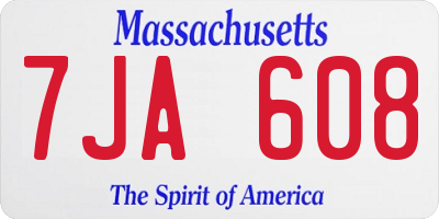 MA license plate 7JA608