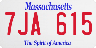 MA license plate 7JA615