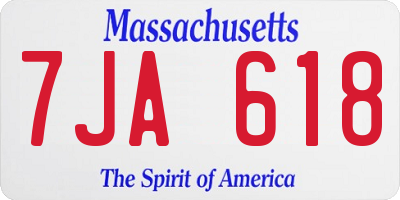 MA license plate 7JA618