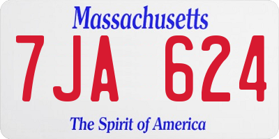 MA license plate 7JA624