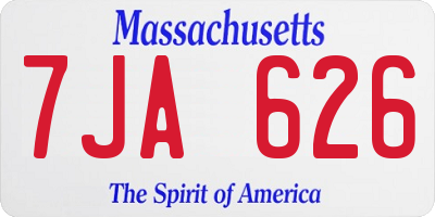 MA license plate 7JA626