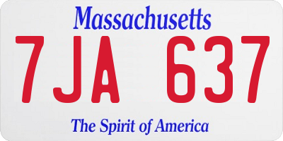 MA license plate 7JA637