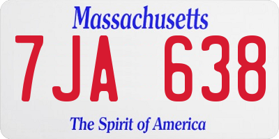 MA license plate 7JA638