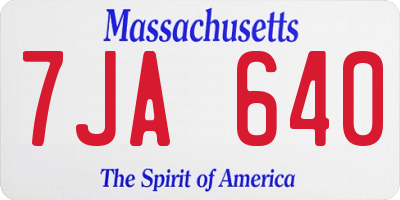 MA license plate 7JA640