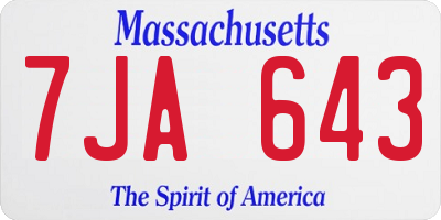 MA license plate 7JA643