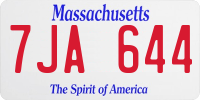 MA license plate 7JA644