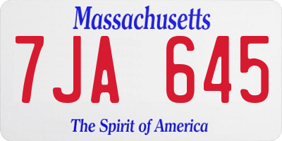 MA license plate 7JA645