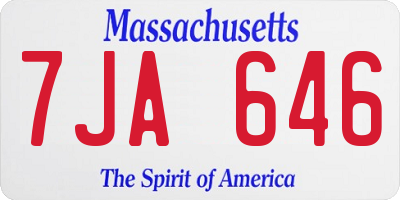 MA license plate 7JA646