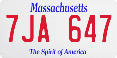 MA license plate 7JA647