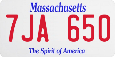 MA license plate 7JA650