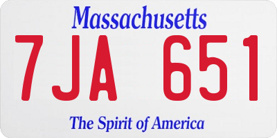 MA license plate 7JA651