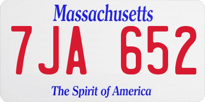 MA license plate 7JA652