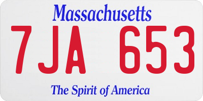 MA license plate 7JA653