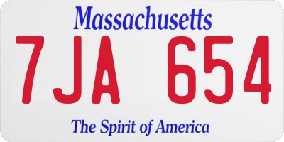 MA license plate 7JA654