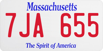MA license plate 7JA655