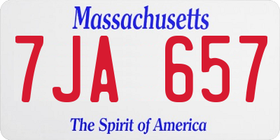MA license plate 7JA657