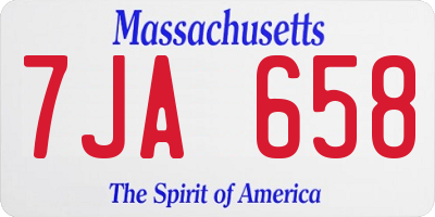 MA license plate 7JA658
