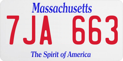 MA license plate 7JA663