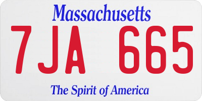 MA license plate 7JA665