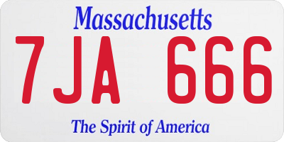 MA license plate 7JA666