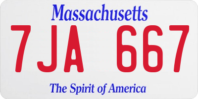 MA license plate 7JA667