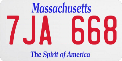 MA license plate 7JA668