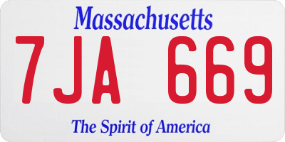 MA license plate 7JA669