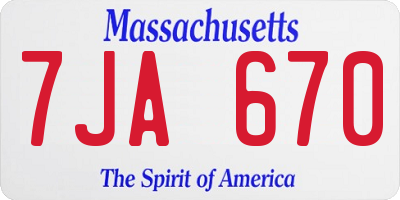 MA license plate 7JA670